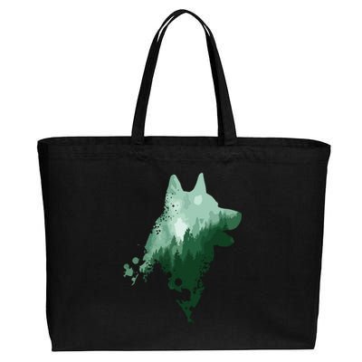 Husky Dog Silhouette American Husky Siberian Husky Cotton Canvas Jumbo Tote