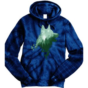 Husky Dog Silhouette American Husky Siberian Husky Tie Dye Hoodie