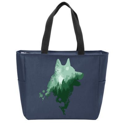 Husky Dog Silhouette American Husky Siberian Husky Zip Tote Bag