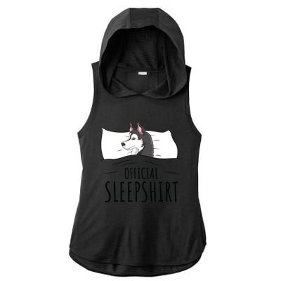 Husky Dog Sleep Funny Ladies PosiCharge Tri-Blend Wicking Draft Hoodie Tank