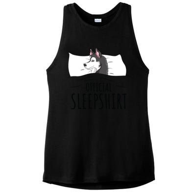 Husky Dog Sleep Funny Ladies PosiCharge Tri-Blend Wicking Tank