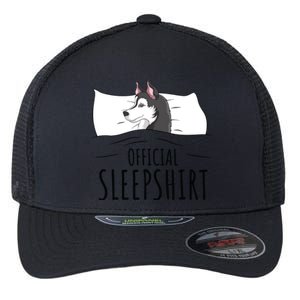 Husky Dog Sleep Funny Flexfit Unipanel Trucker Cap