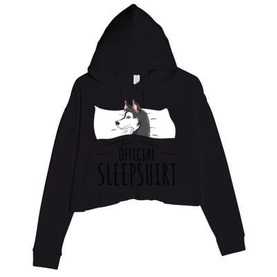 Husky Dog Sleep Funny Crop Fleece Hoodie