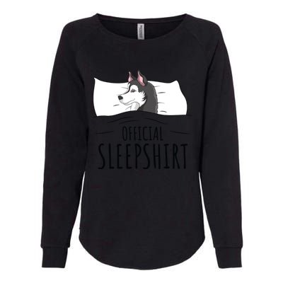 Husky Dog Sleep Funny Womens California Wash Sweatshirt