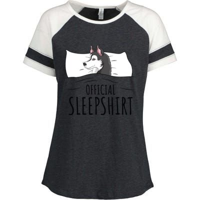 Husky Dog Sleep Funny Enza Ladies Jersey Colorblock Tee