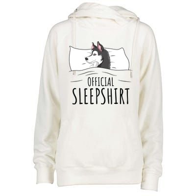 Husky Dog Sleep Funny Womens Funnel Neck Pullover Hood