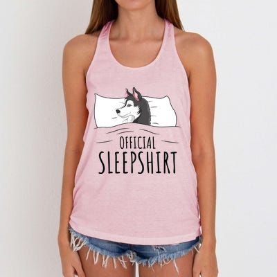 Husky Dog Sleep Funny Women's Knotted Racerback Tank