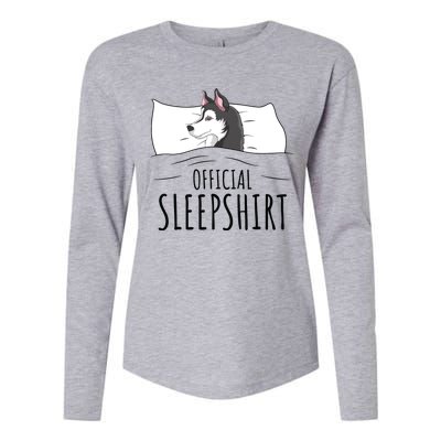 Husky Dog Sleep Funny Womens Cotton Relaxed Long Sleeve T-Shirt