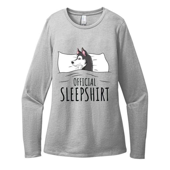 Husky Dog Sleep Funny Womens CVC Long Sleeve Shirt