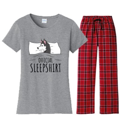 Husky Dog Sleep Funny Women's Flannel Pajama Set