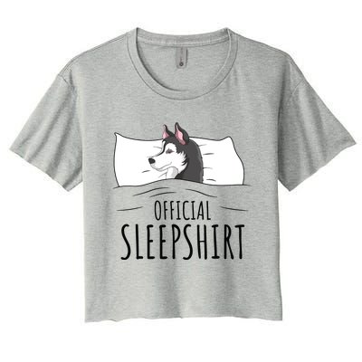 Husky Dog Sleep Funny Women's Crop Top Tee