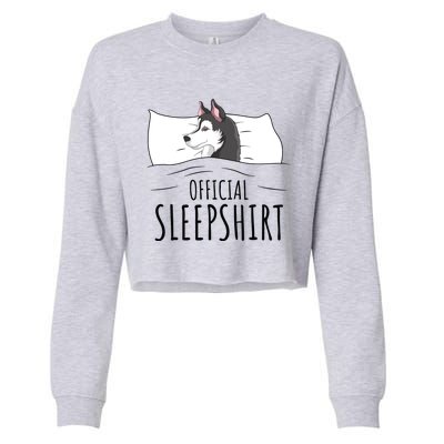 Husky Dog Sleep Funny Cropped Pullover Crew