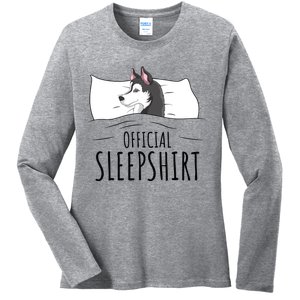 Husky Dog Sleep Funny Ladies Long Sleeve Shirt