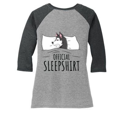 Husky Dog Sleep Funny Women's Tri-Blend 3/4-Sleeve Raglan Shirt