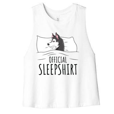 Husky Dog Sleep Funny Women's Racerback Cropped Tank