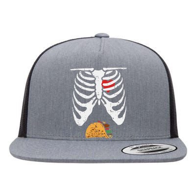 Halloween Dad Skeleton Taco Belly Funny Pregnancy Couple Flat Bill Trucker Hat