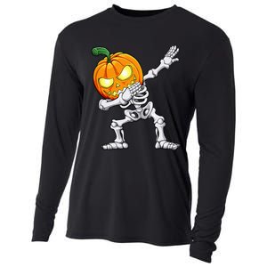 Halloween Dabbing Skeleton Scary Pumpkin Jack O Lantern Cooling Performance Long Sleeve Crew