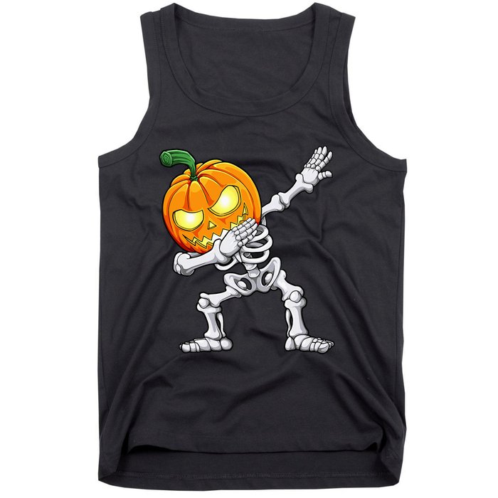 Halloween Dabbing Skeleton Scary Pumpkin Jack O Lantern Tank Top