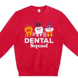 Halloween Dental Squad Teeth Funny Costume Dentist Gift Premium Crewneck Sweatshirt