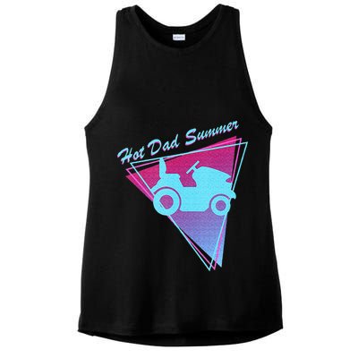 Hot Dad Summer Funny 80s Retro Riding Lawn Mower Ladies PosiCharge Tri-Blend Wicking Tank
