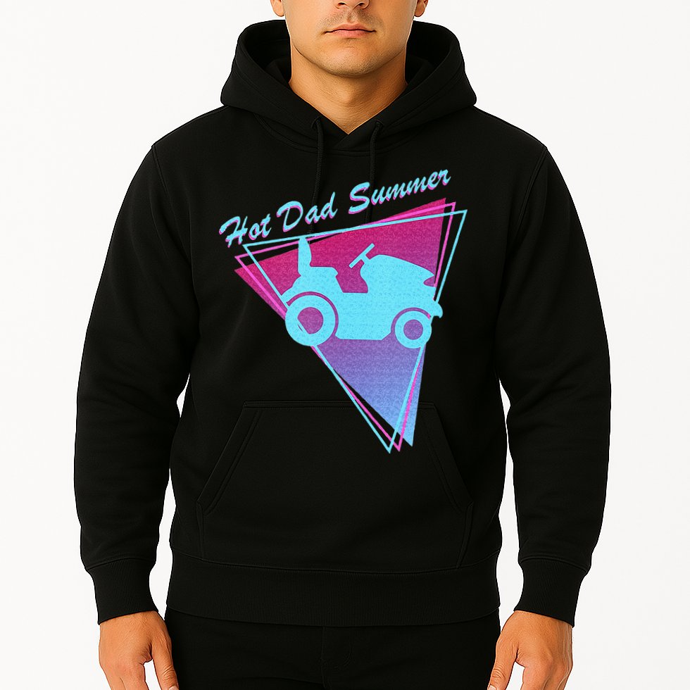 Hot Dad Summer Funny 80s Retro Riding Lawn Mower Hoodie