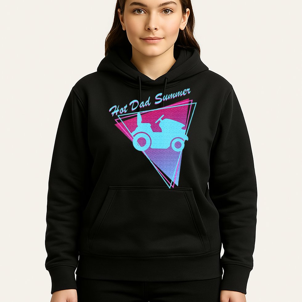 Hot Dad Summer Funny 80s Retro Riding Lawn Mower Hoodie