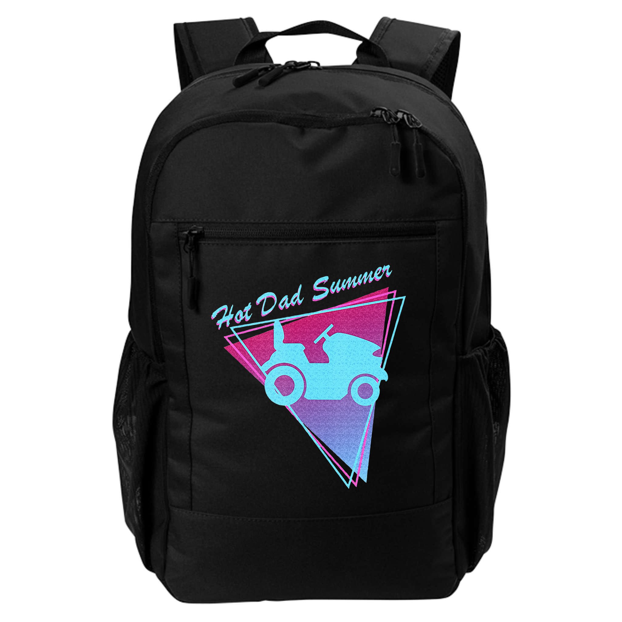 Hot Dad Summer Funny 80s Retro Riding Lawn Mower Backpack