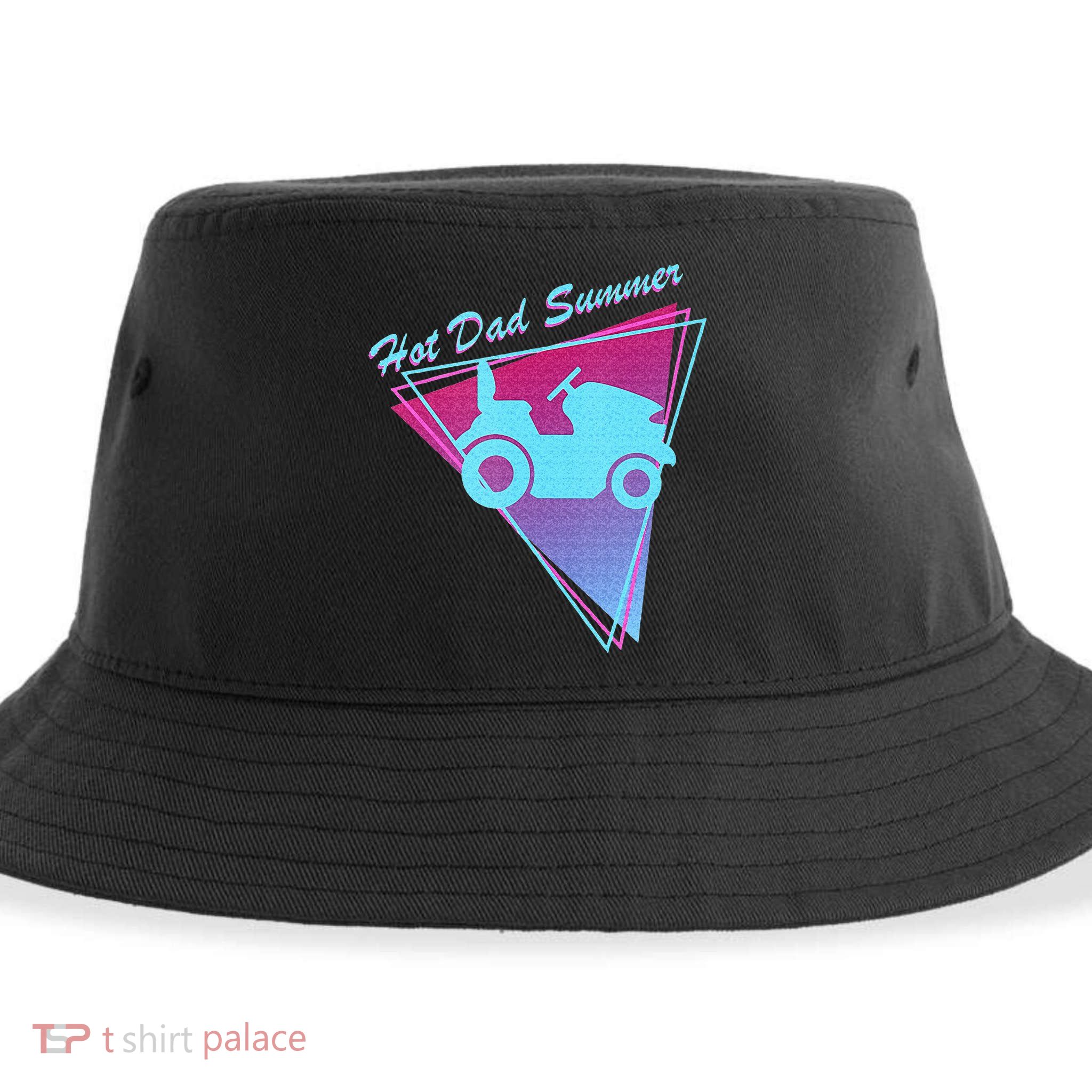 Hot Dad Summer Funny 80s Retro Riding Lawn Mower Sustainable Bucket Hat