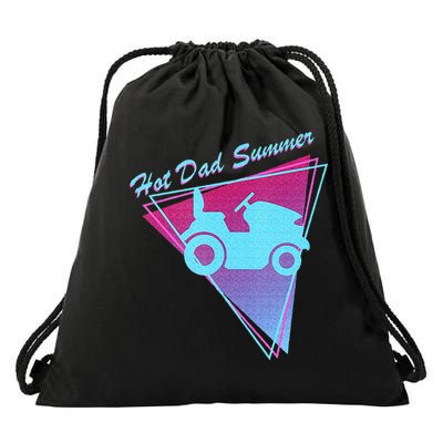 Hot Dad Summer Funny 80s Retro Riding Lawn Mower Drawstring Bag