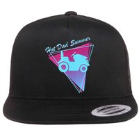 Hot Dad Summer Funny 80s Retro Riding Lawn Mower Flat Bill Trucker Hat