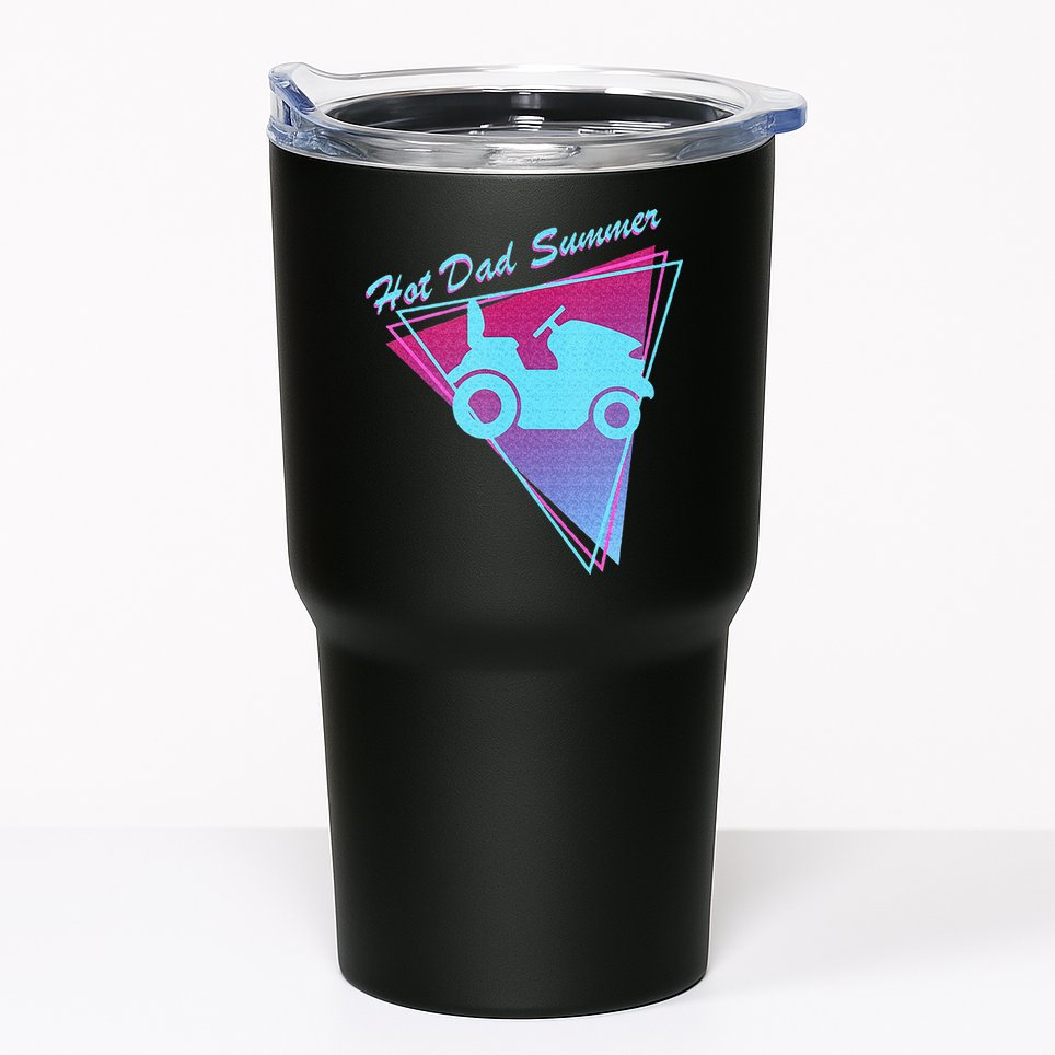 Hot Dad Summer Funny 80s Retro Riding Lawn Mower Tumbler