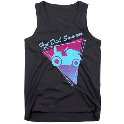 Hot Dad Summer Funny 80s Retro Riding Lawn Mower Tank Top