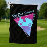 Hot Dad Summer Funny 80s Retro Riding Lawn Mower Golf Towel