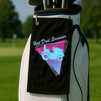 Hot Dad Summer Funny 80s Retro Riding Lawn Mower Golf Towel