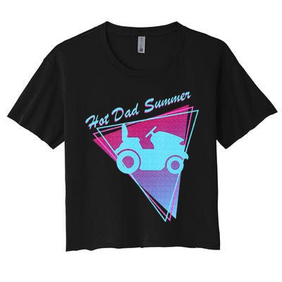 Hot Dad Summer Funny 80s Retro Riding Lawn Mower Crop Top