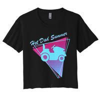 Hot Dad Summer Funny 80s Retro Riding Lawn Mower Women's Crop Top Tee