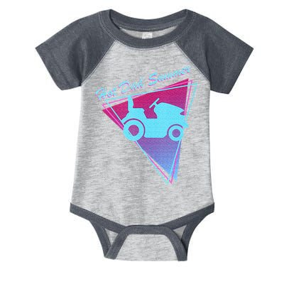 Hot Dad Summer Funny 80s Retro Riding Lawn Mower Infant Baby Jersey Bodysuit