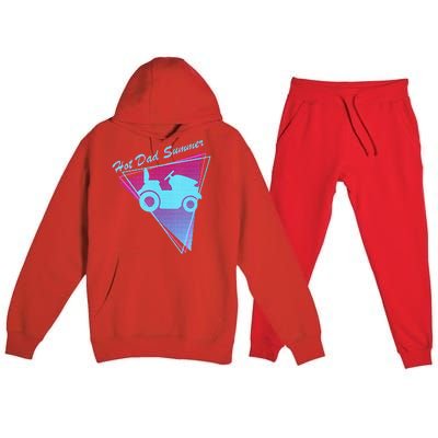 Hot Dad Summer Funny 80s Retro Riding Lawn Mower Premium Hooded Sweatsuit Set