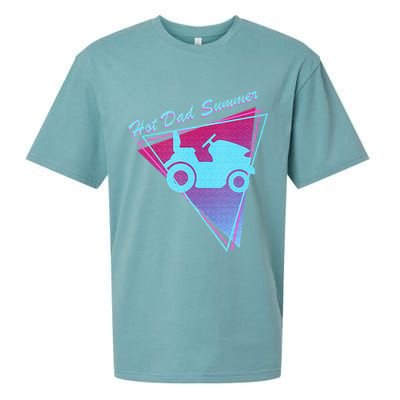 Hot Dad Summer Funny 80s Retro Riding Lawn Mower Sueded Cloud Jersey T-Shirt