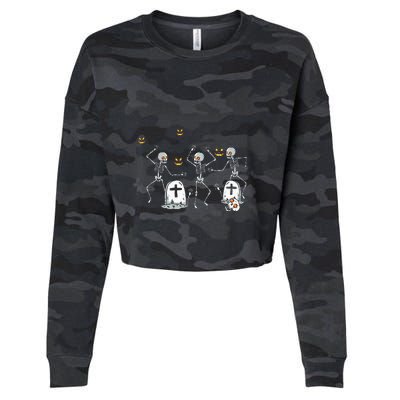 Halloween Dancing Skeleton Cropped Pullover Crew