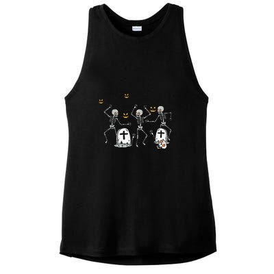 Halloween Dancing Skeleton Ladies PosiCharge Tri-Blend Wicking Tank