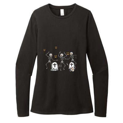 Halloween Dancing Skeleton Womens CVC Long Sleeve Shirt