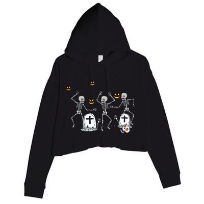 Halloween Dancing Skeleton Crop Fleece Hoodie