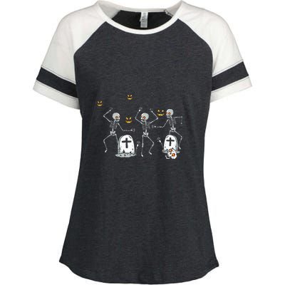 Halloween Dancing Skeleton Enza Ladies Jersey Colorblock Tee