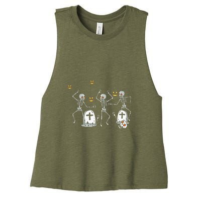 Halloween Dancing Skeleton Women's Racerback Cropped Tank