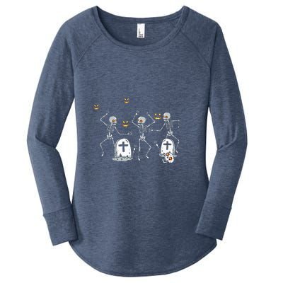 Halloween Dancing Skeleton Women's Perfect Tri Tunic Long Sleeve Shirt