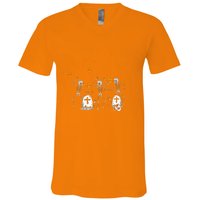 Halloween Dancing Skeleton V-Neck T-Shirt