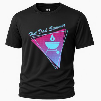 Hot Dad Summer Funny 80s Retro Vintage Charcoal Grill BBQ Performance Shirt