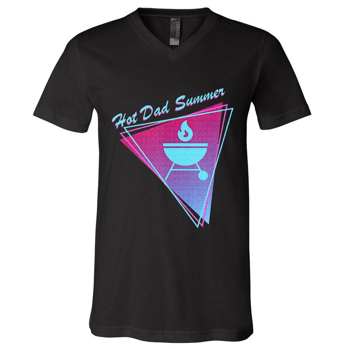 Hot Dad Summer Funny 80s Retro Vintage Charcoal Grill BBQ V-Neck T-Shirt