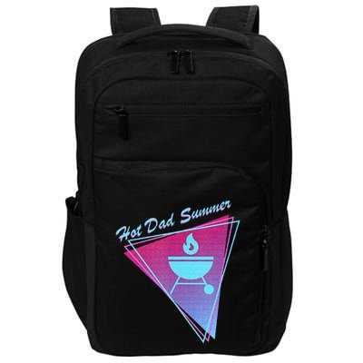 Hot Dad Summer Funny 80s Retro Vintage Charcoal Grill BBQ Impact Tech Backpack